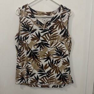 White Stag Brown and Black Leaf Print Tank Top